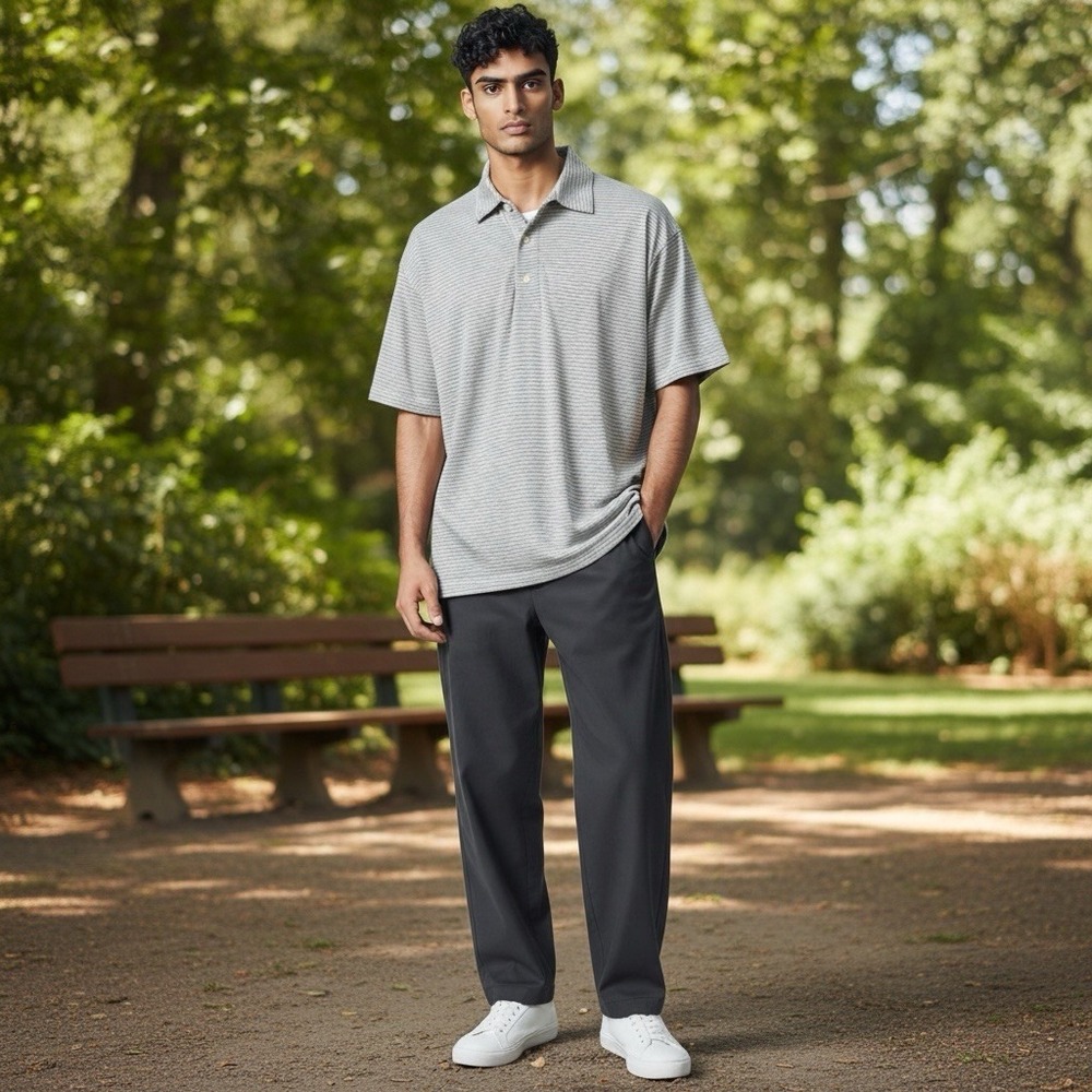 Faherty Polo Shirt XL Gray Strupe Isle Organic Cotton Knit Peru Made‎ Light Golf